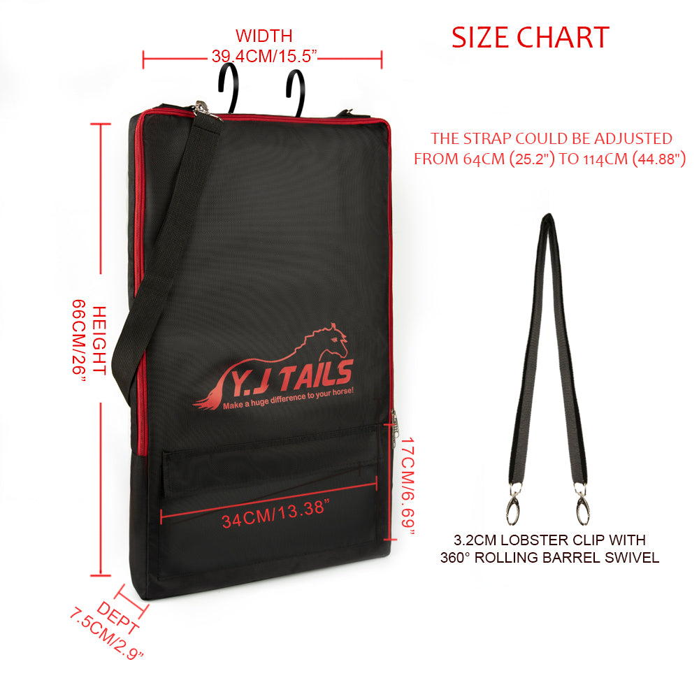 Y.J TAILS Bridle/Halter Bag with 3 Prong Tack Rack Horse Tack Carry Ba